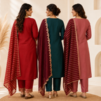 3 Ethnic Kurta With Dupatta ( K1 )