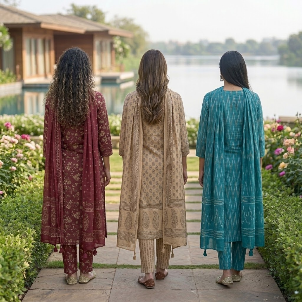 3 Printed kurta, matching pants, and a coordinated dupatta (P3K-10)