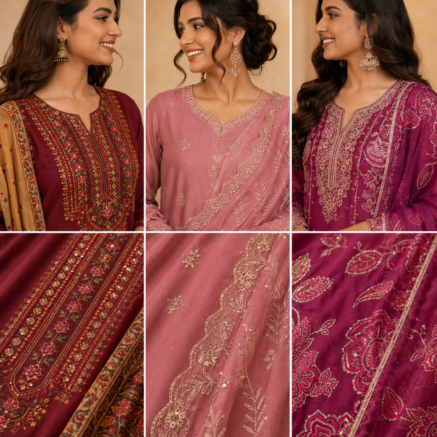 3 Ethnic Kurta With Dupatta ( K10 )