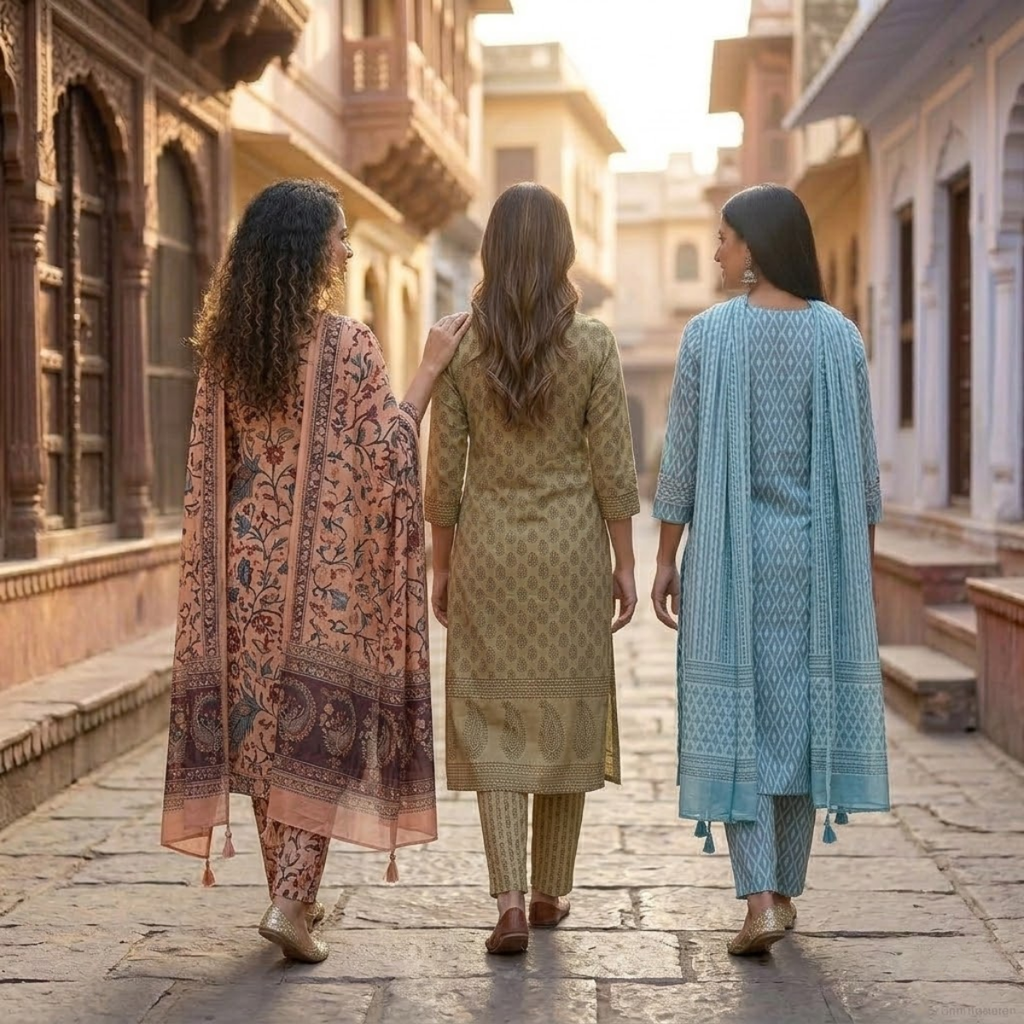 3 Printed kurta, matching pants, and a coordinated dupatta (P3K-11)