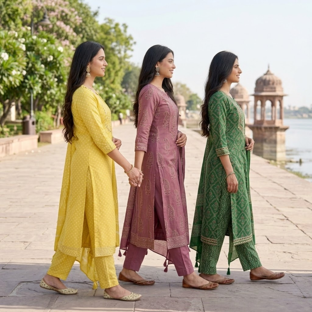 3 Printed kurta, matching pants, and a coordinated dupatta (P3K-12)