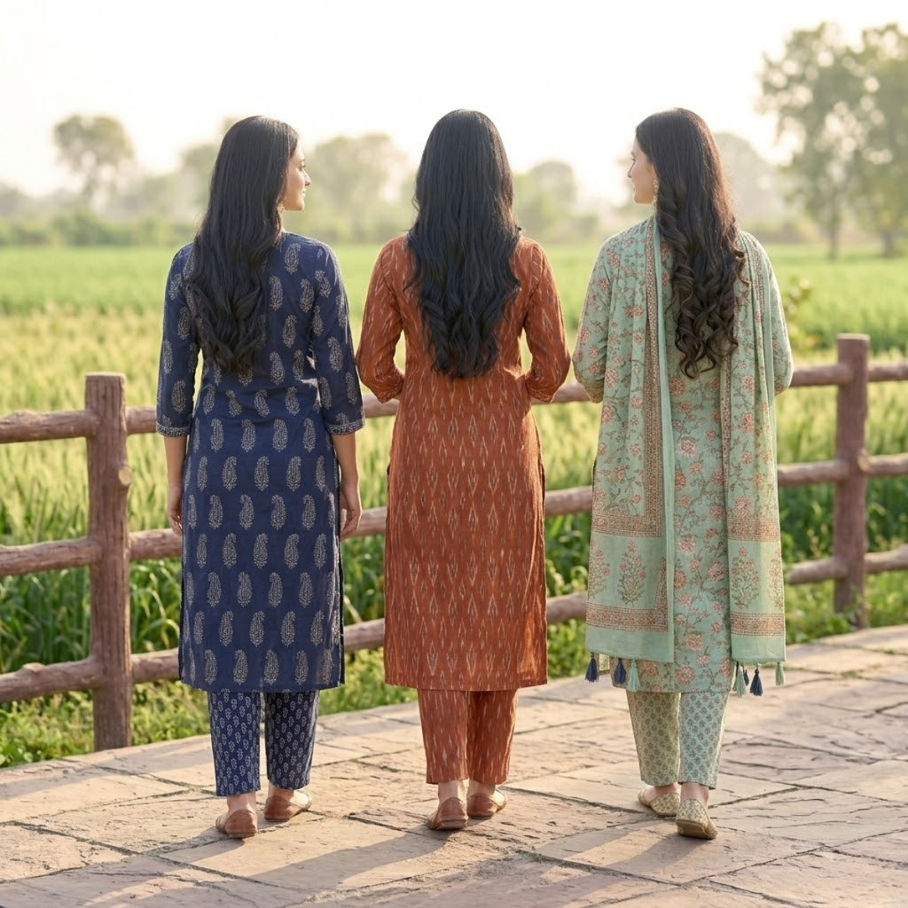 3 Printed kurta, matching pants, and a coordinated dupatta (P3K-14)