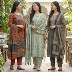 3 Printed kurta, matching pants, and a coordinated dupatta (P3K-15)