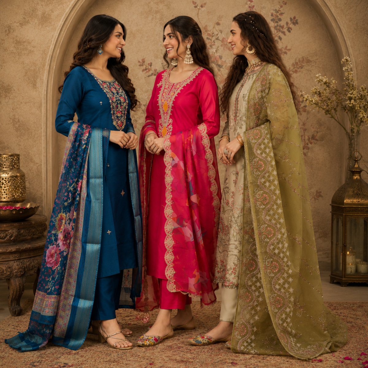 3 Kurta Set With Dupatta - Perfect For Every Occasion ( D-2 )