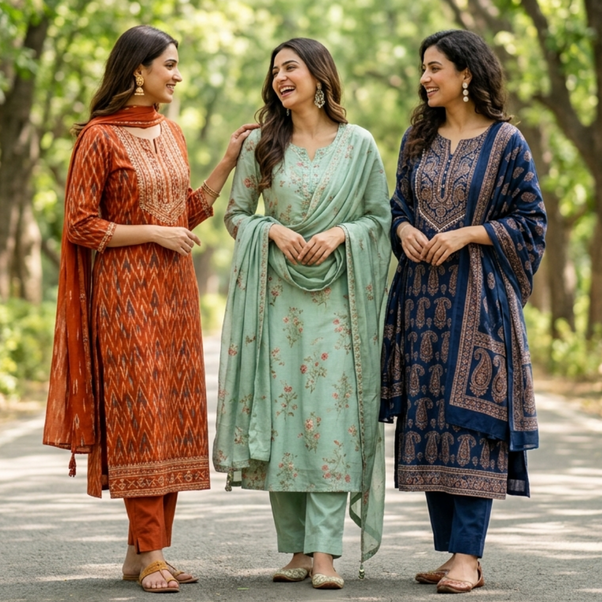 3 Printed kurta, matching pants, and a coordinated dupatta (P3K-18)