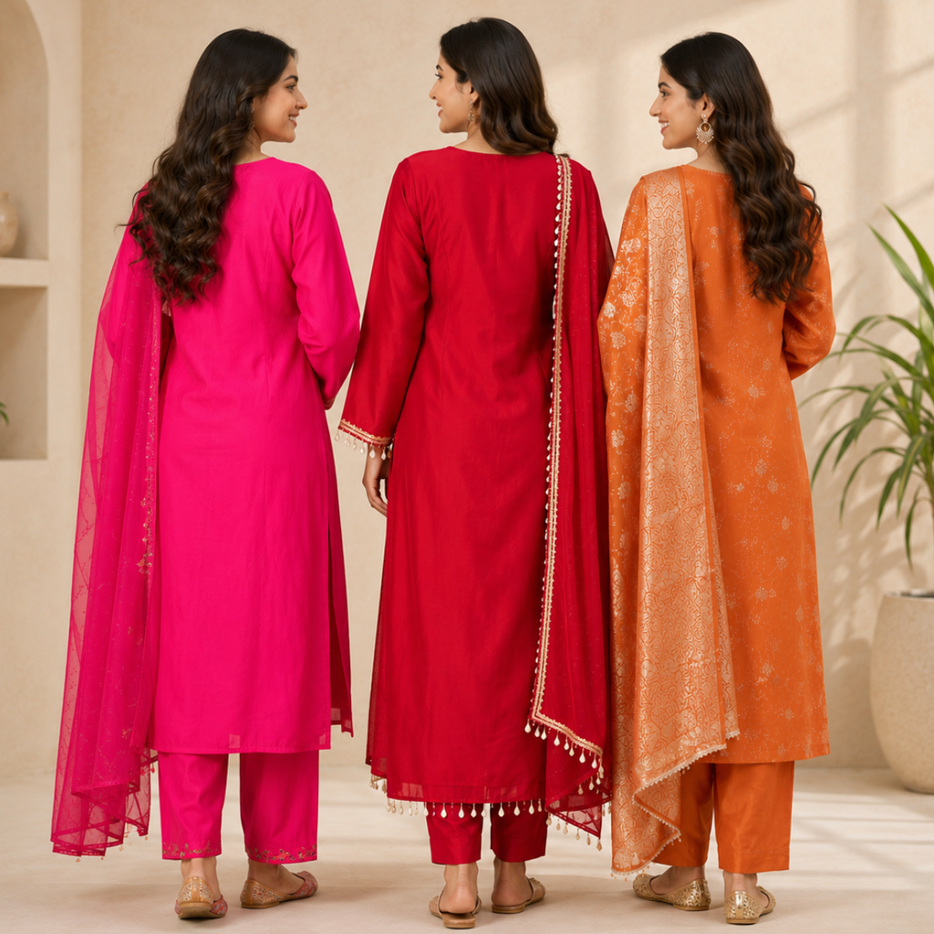 3 Women's Printed Ethnic Kurta Set With Dupatta ( KS-9 )