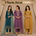 Pack Of 3 Elegant Cotton Kurta Set for Women with Dupatta (KBK-3)