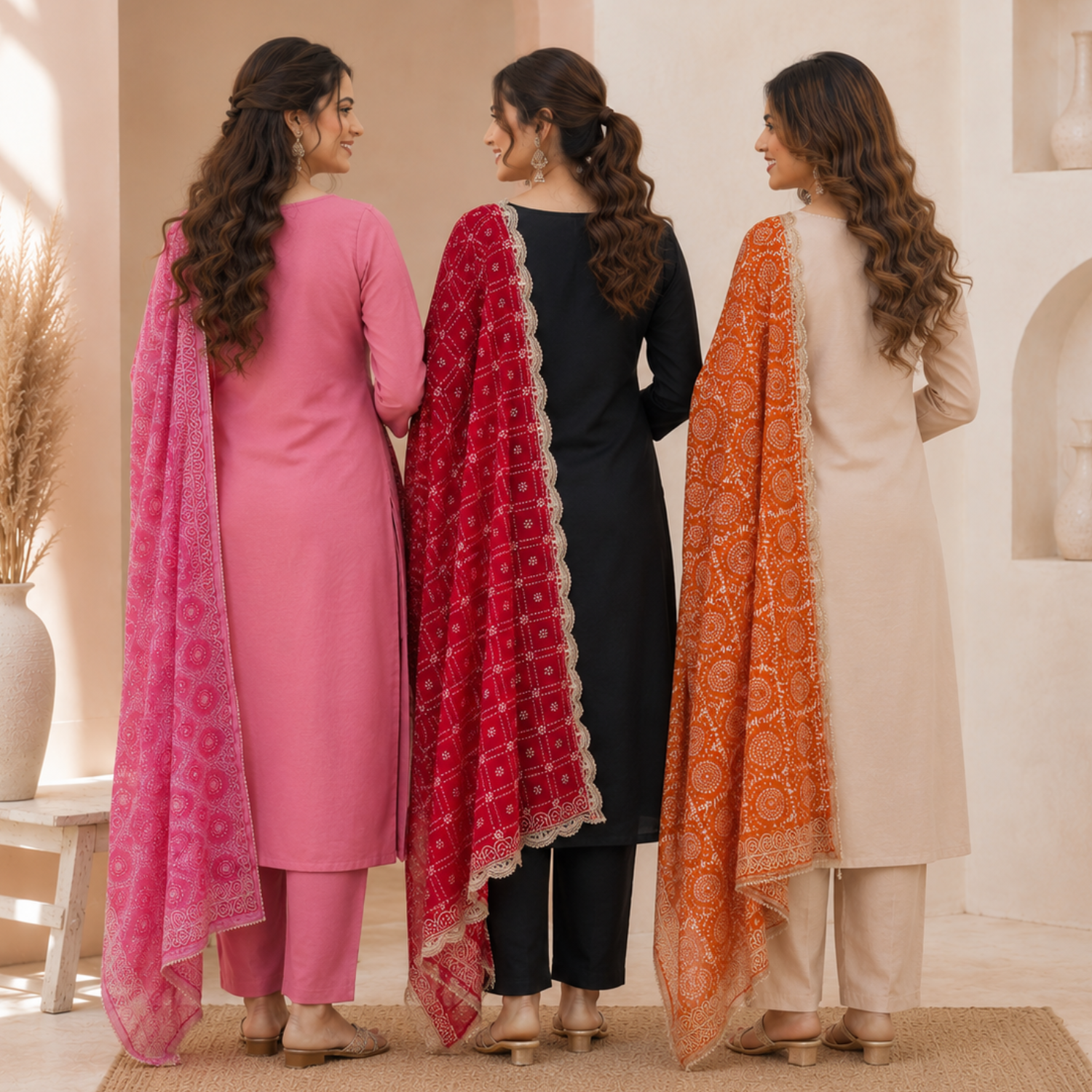 3 Ethnic Kurta With Dupatta ( K2 )