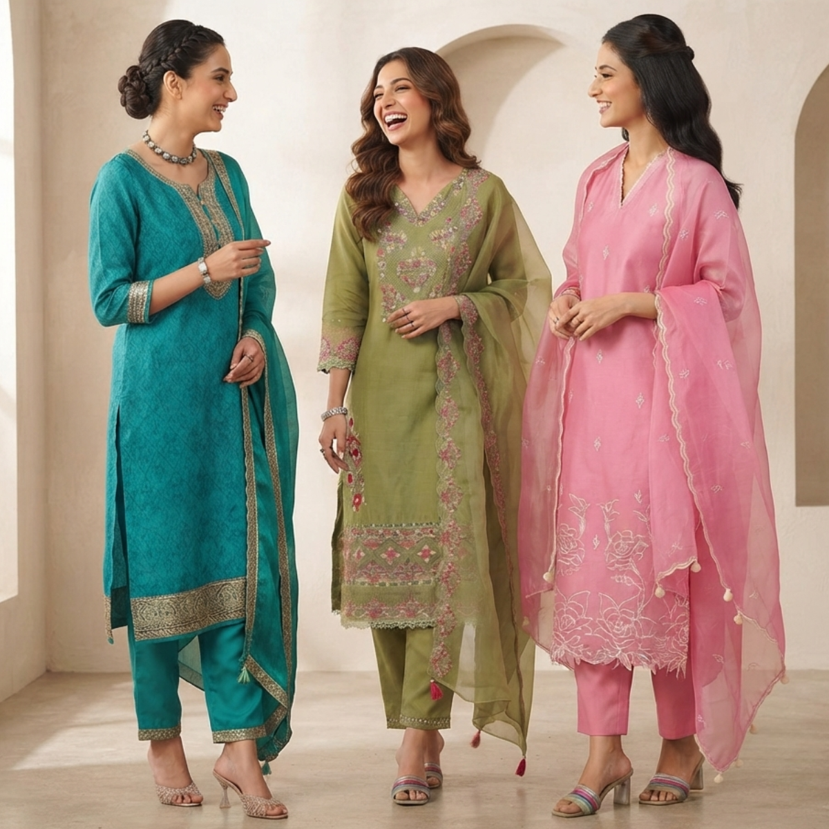 3 Comfort Fit Kurta Set with Dupatta ( C3 )