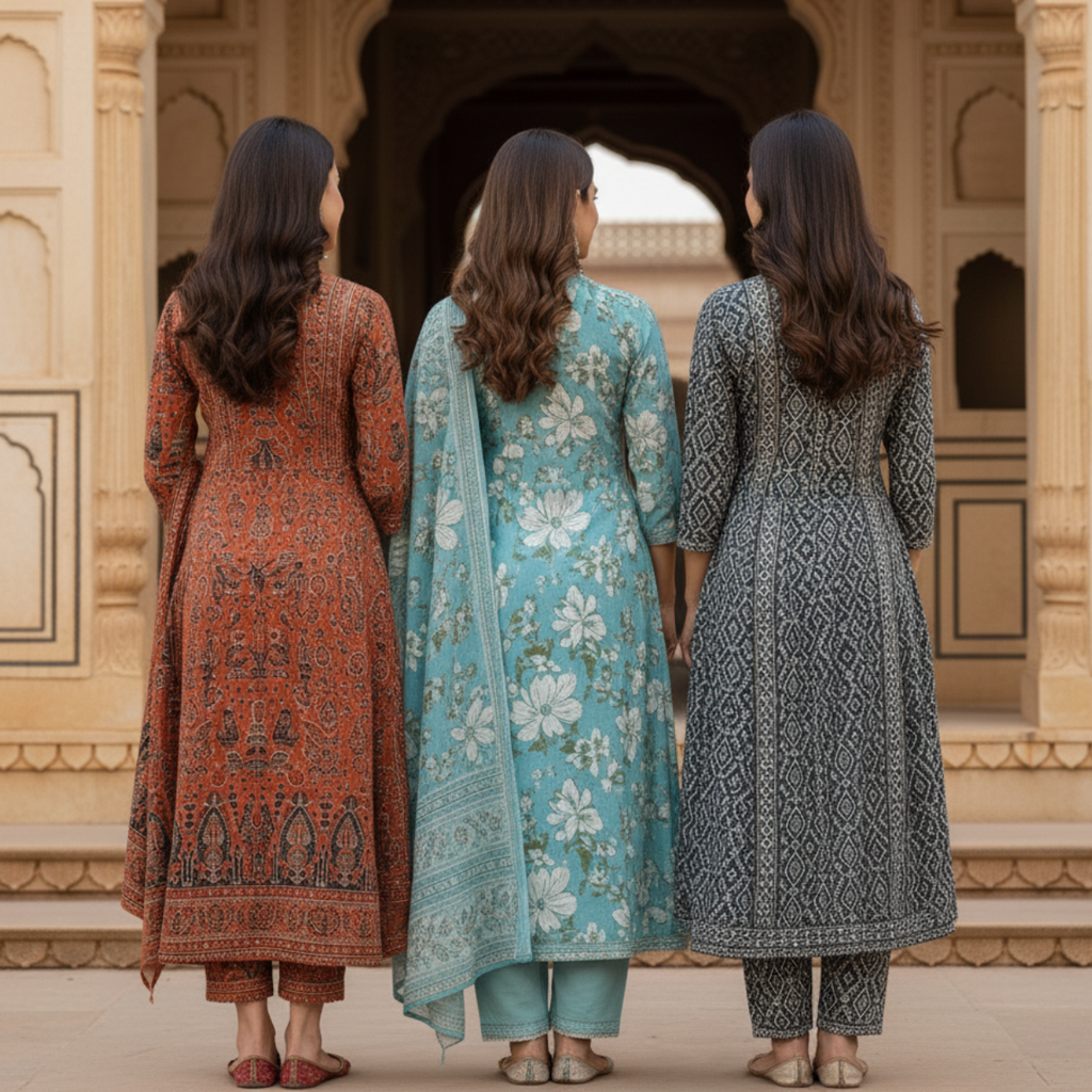 3 Printed kurta, matching pants, and a coordinated dupatta (P3K-20)