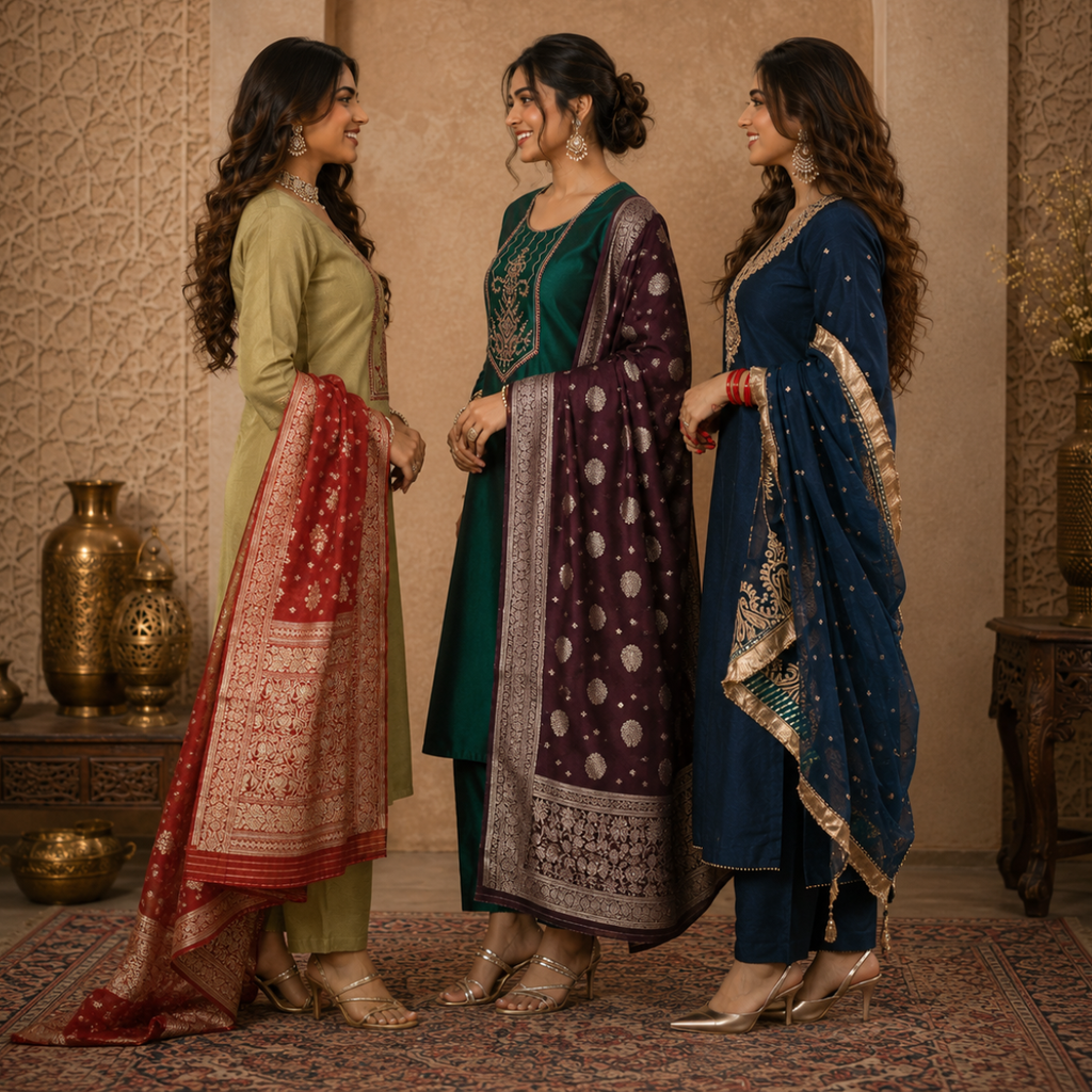 3 Kurta Set With Dupatta - Perfect For Every Occasion ( D-3 )