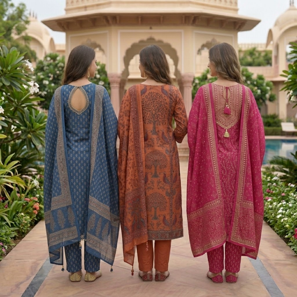 3 Printed kurta, matching pants, and a coordinated dupatta (P3K-2)