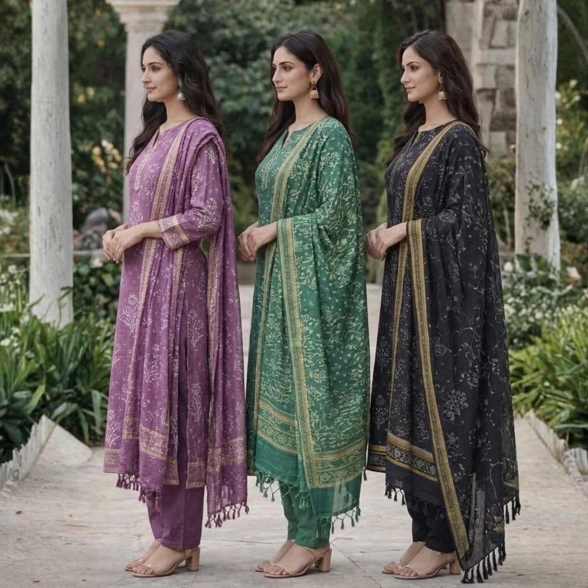3 Combo Set Kurta, Pants With Dupatta | KS-04