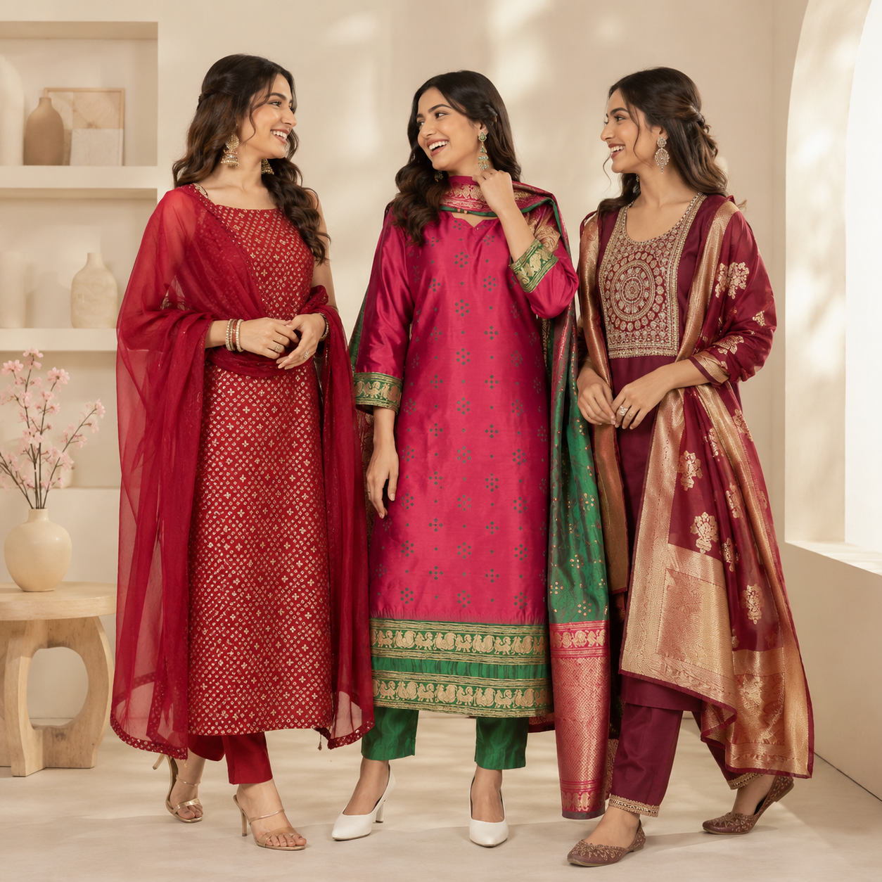 3 Comfort Fit Kurta Set with Dupatta ( C10 )