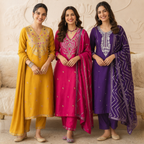 3 Comfort Fit Kurta Set with Dupatta ( C2 )