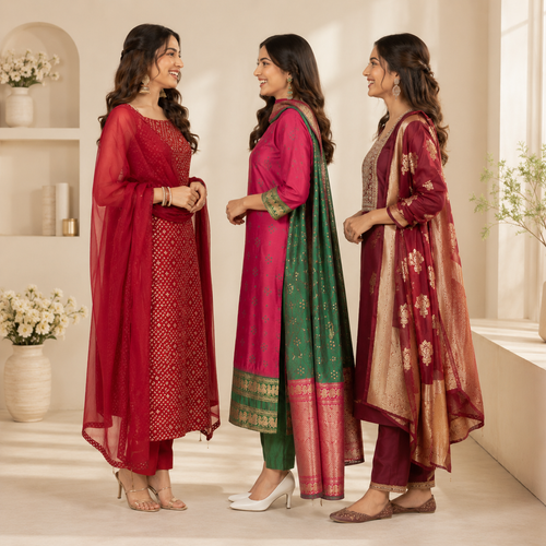 3 Comfort Fit Kurta Set with Dupatta ( C10 )