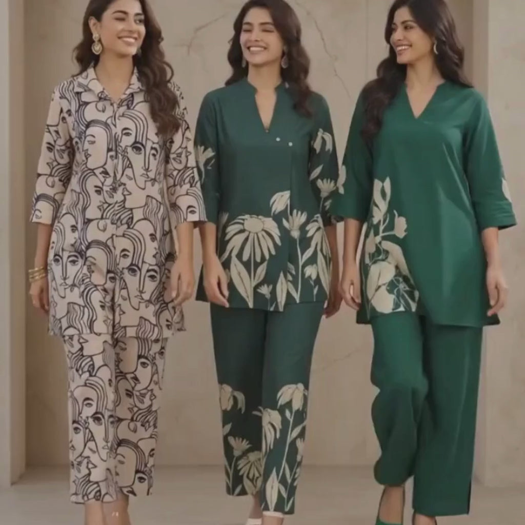 3 Women's Printed Co-Ord Set ( C5 )