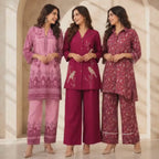 3 Women's Printed Co-Ord Set ( C1 )