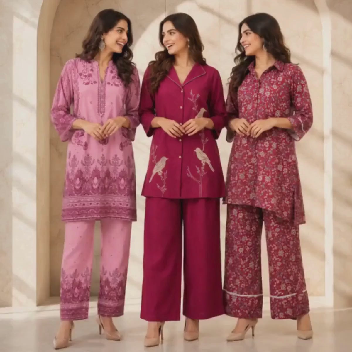 3 Women's Printed Co-Ord Set ( C1 )
