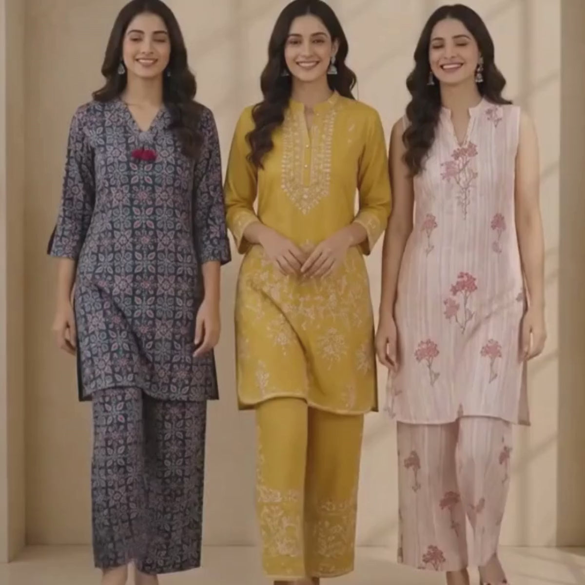 3 Women's Printed Co-Ord Set ( C4 )